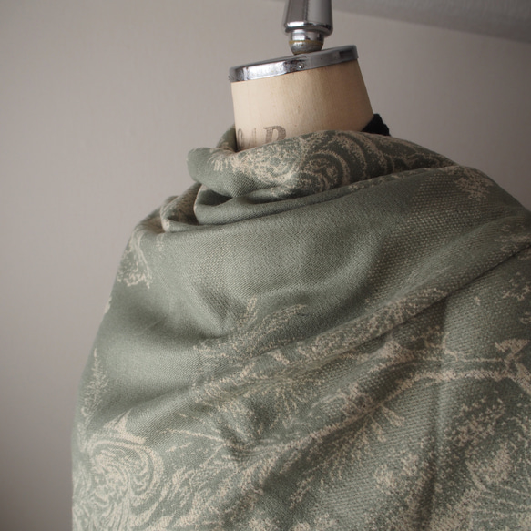 【新作】ジャガード織ストールマフラー・ボヘミアンフラワー/ホレストGR 4枚目の画像