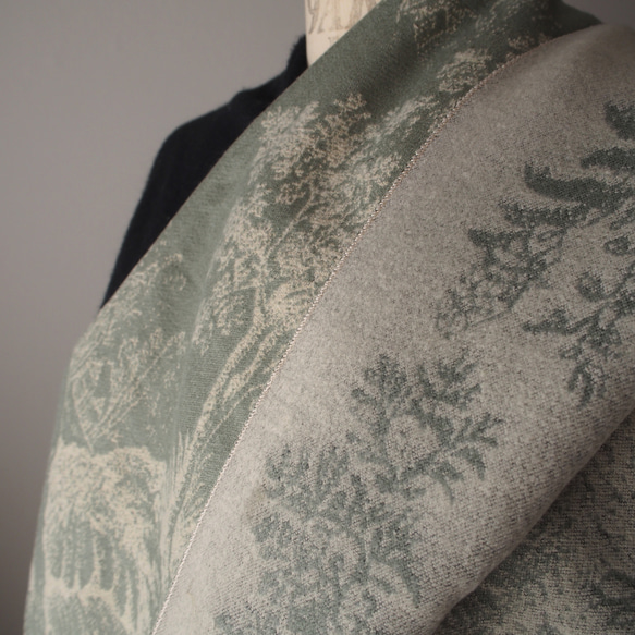 【新作】ジャガード織ストールマフラー・ボヘミアンフラワー/ホレストGR 3枚目の画像