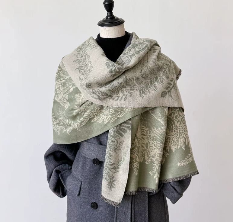 【新作】ジャガード織ストールマフラー・ボヘミアンフラワー/ホレストGR