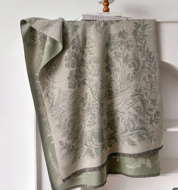 【新作】ジャガード織ストールマフラー・ボヘミアンフラワー/ホレストGR 8枚目の画像