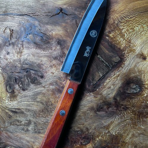 ペティナイフ4寸 ＜ステンレス・青紙2号 強化木柄＞ ～熊本の伝統工芸