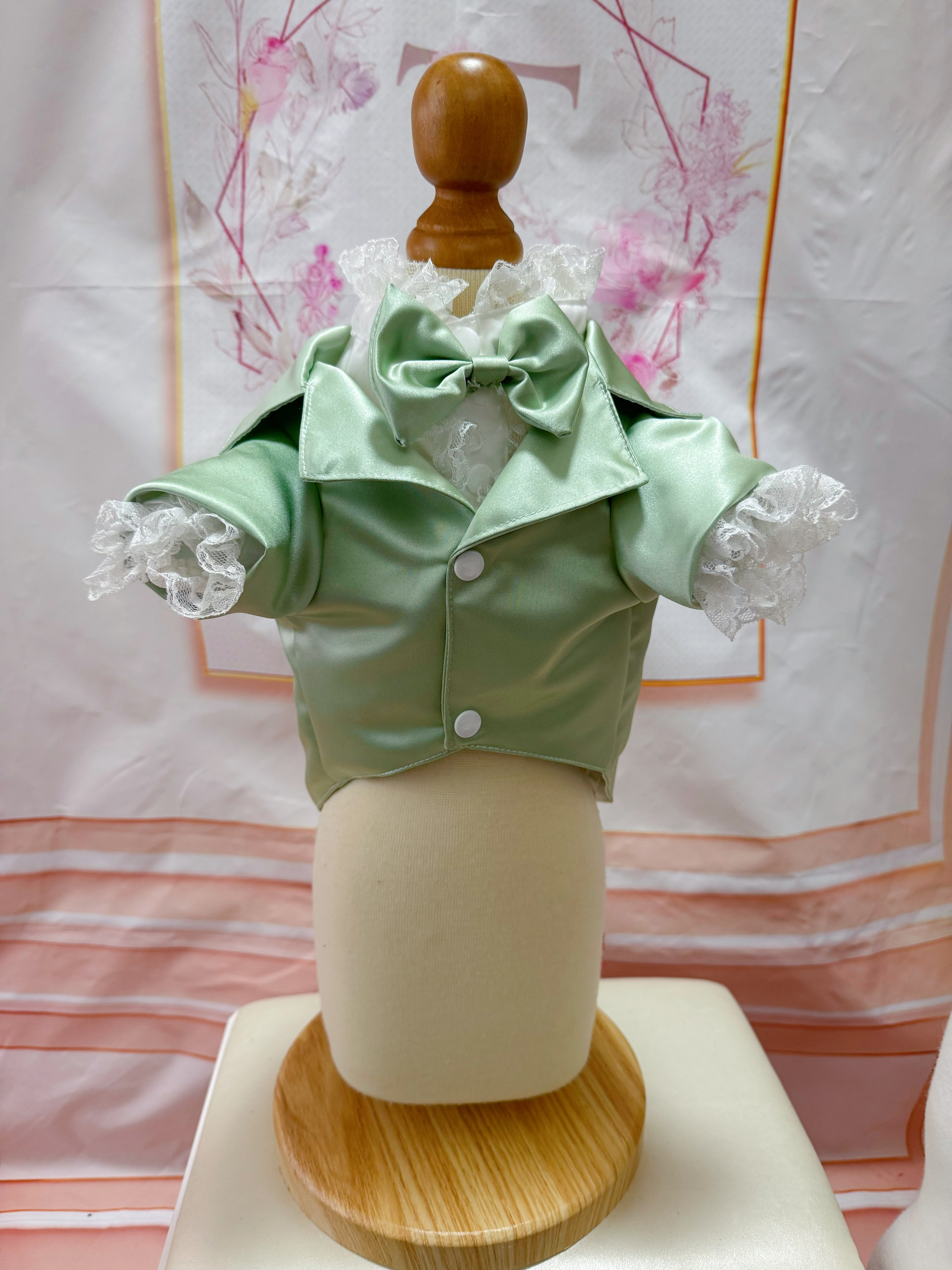 犬猫うさちゃん服　☘️ミントグリーンのタキシード＆シャツ 6,958円