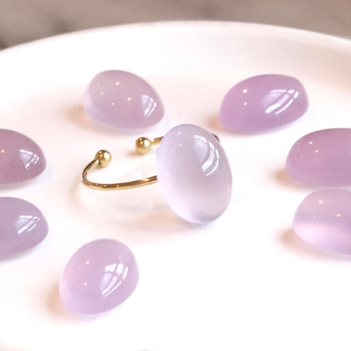特集掲載◇ 天然石ピンクパープルカルセドニー 指輪 大粒 フリーリング