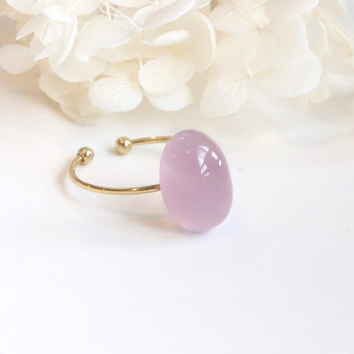 特集掲載◇ 天然石ピンクパープルカルセドニー 指輪 大粒 フリーリング