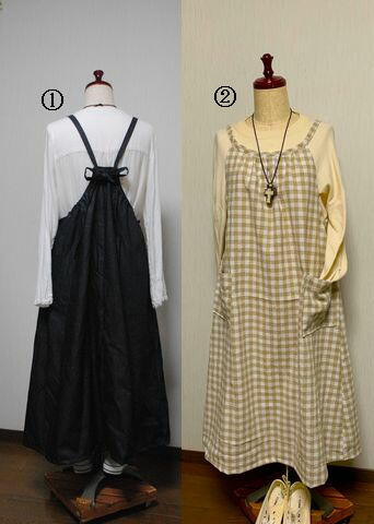 値下げ↓福袋  2着セール　デニム&リネン　エプロンワンピース　エプロン　ワンピース