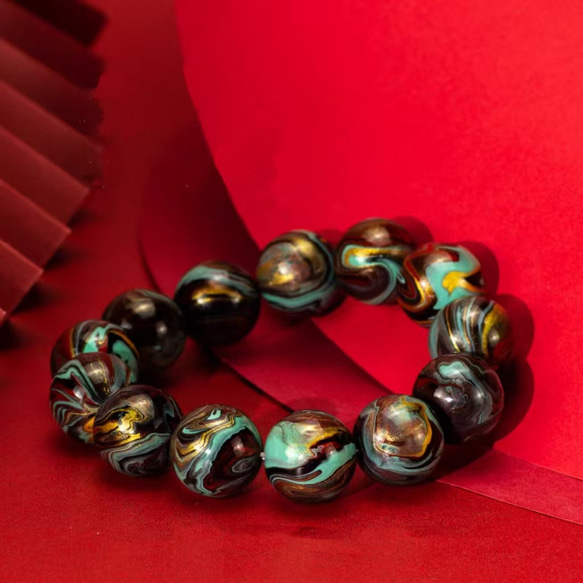 ハンドメイド ブレスレット バングル 漆器 漆塗り 月夜川 リストバンド 古代の技術 黒檀 誕生日 周年記念日 彼氏 3枚目の画像