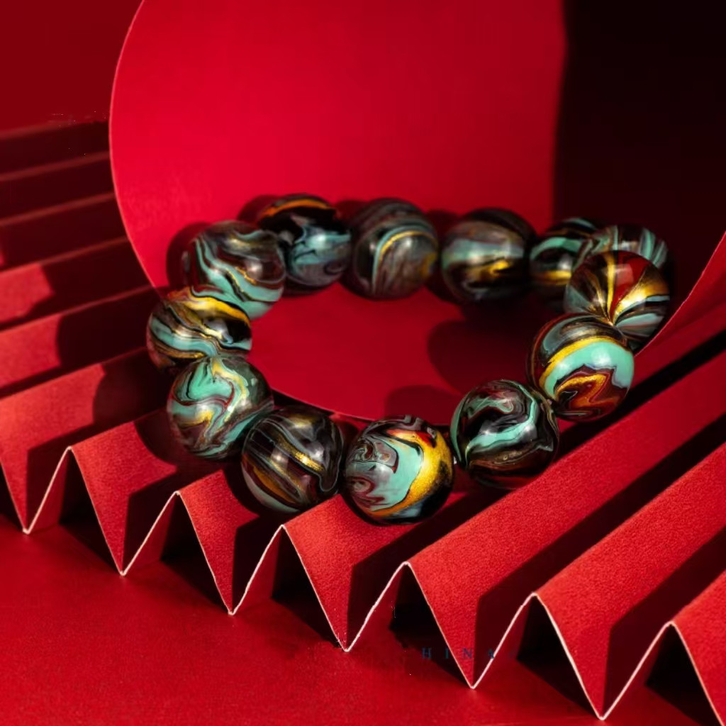 ハンドメイド ブレスレット バングル 漆器 漆塗り 月夜川 リストバンド 古代の技術 黒檀 誕生日 周年記念日 彼氏