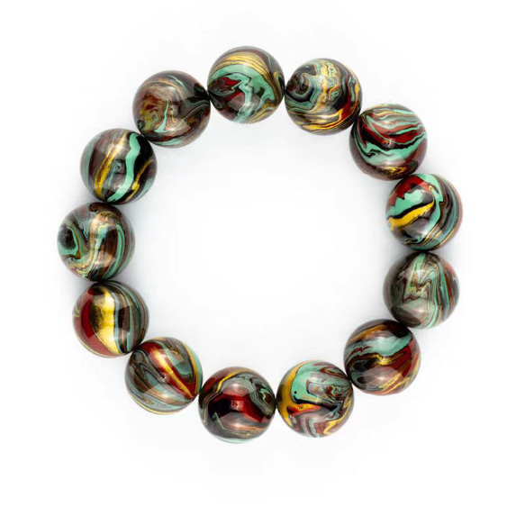 ハンドメイド ブレスレット バングル 漆器 漆塗り 月夜川 リストバンド 古代の技術 黒檀 誕生日 周年記念日 彼氏 2枚目の画像