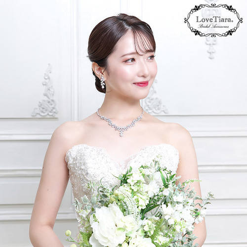 クラリスジルコニアネックレス＆イヤリング/ピアス RL-61|結婚式