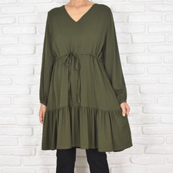 再販 ドット柄フリルスリーブチュニック 水玉 ブラック チュニック