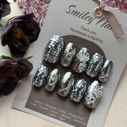 №17】ネイルチップ オーダー ガーリー ニュアンス ミラー 結婚式