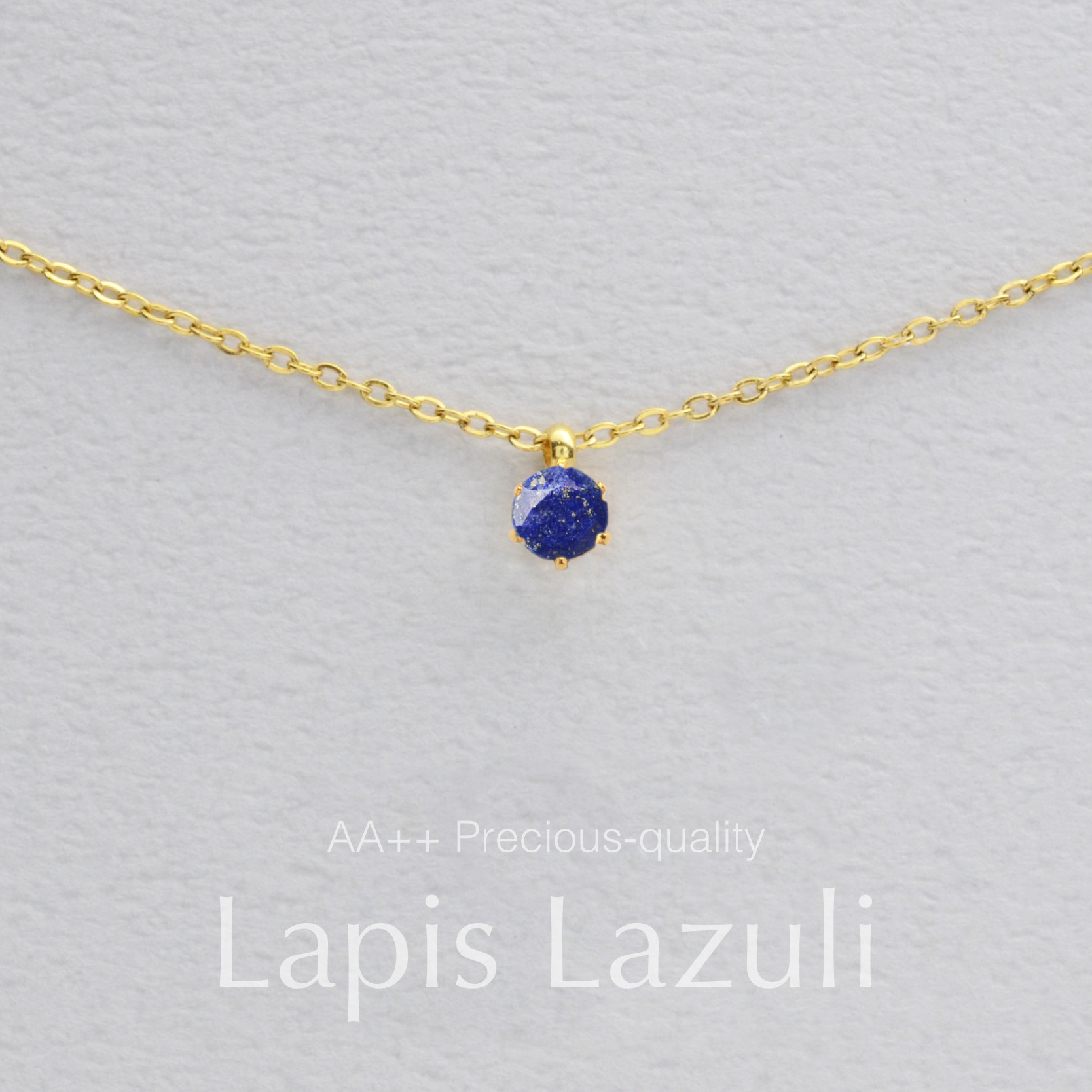 つけっぱなしOK! ラピスラズリ 一粒ネックレス サージカルステンレス スキンネックレス ネイビー ブルー