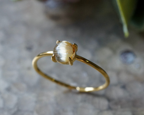 ルチルの指輪たん！綺麗！フリーサイズ！ シルバー925製 天然石 ルチルクォーツ オーバルカボション