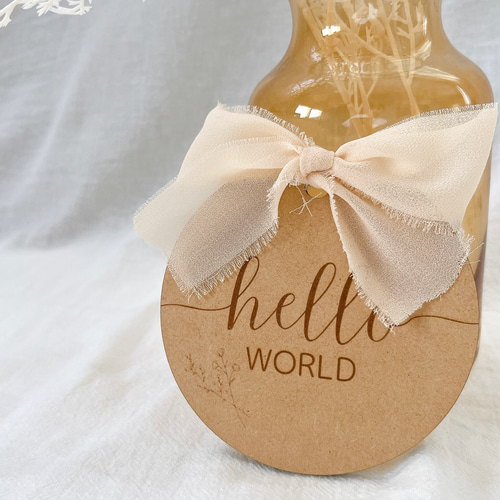 送料込] リボン レターバナー ハローワールド ジャストボーン ニュー