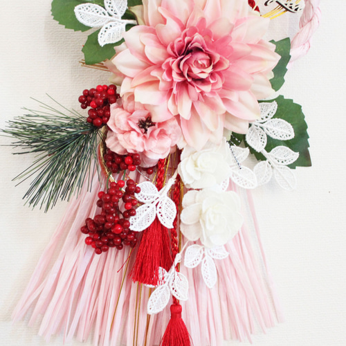 1点限り「送料無料」お正月飾りリース 和様風モダン B1038 しめ縄