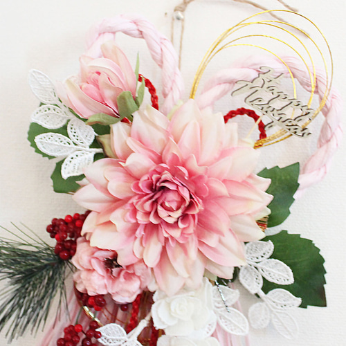 1点限り「送料無料」お正月飾りリース 和様風モダン B1038 しめ縄