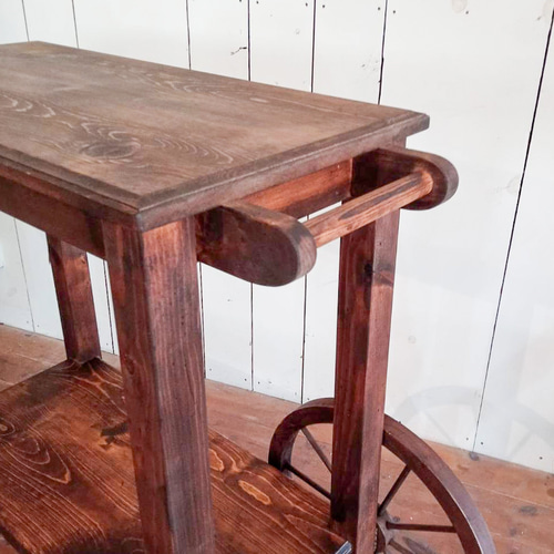 古道具　木製トロリーワゴン アンティークワゴン 木製 トロリー キッチンワゴン Yahoo