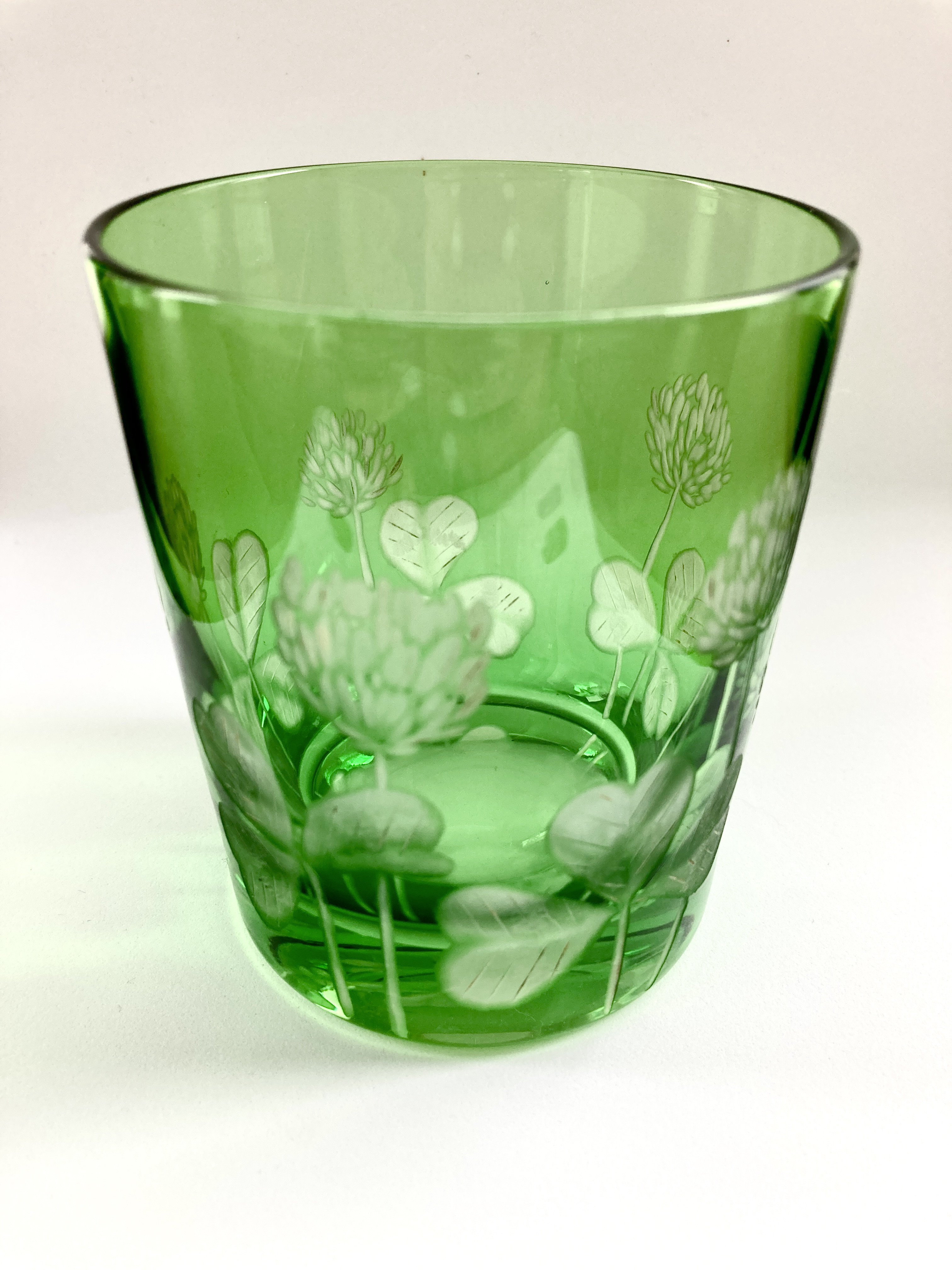 白詰草文様色被せグラス