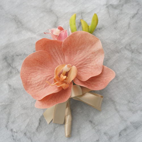 胡蝶蘭 韓国風ウェディングブーケ＆ブートニア【造花】ウェディング