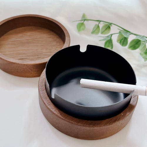 小物入れ付き昔の灰皿時代劇アッシュトレイ 昭和レトロ 木製