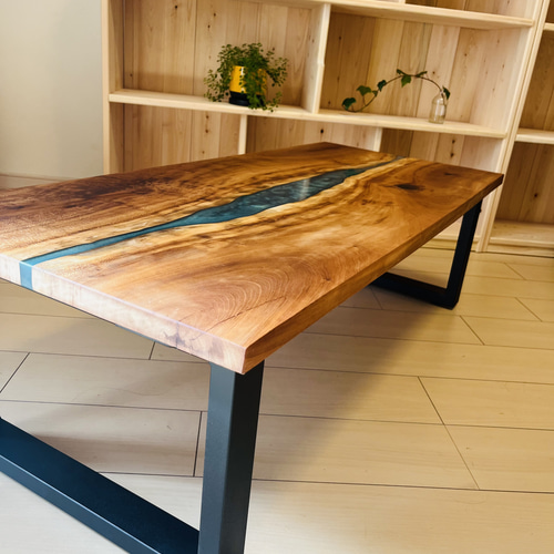 レジンテーブル　リバーテーブル　桜の木　ローテーブル アイアンテーブル レジンテーブルリバーテーブル桜の木ローテーブル アイアンテーブル