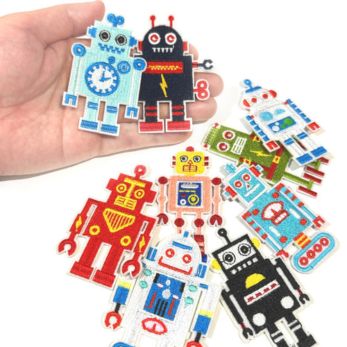可愛い ワッペン アップリケ レトロ ザリガニ ロボット ロケット