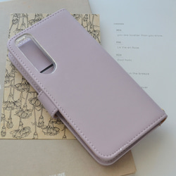 手帳型スマホケース『猫と月の宇宙旅行』上品パステルカラー 薄紫 ほぼ全機種対応◎ 7枚目の画像