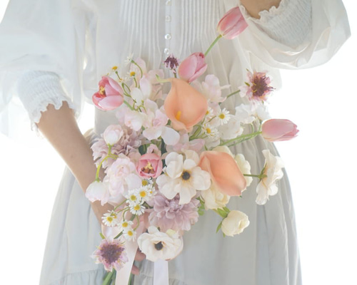 チューリップ ウェディングブーケ＆ブートニア【造花】 アーティ