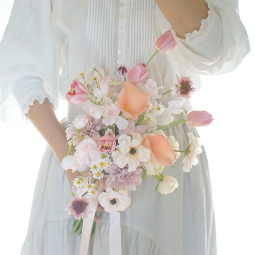 チューリップ ウェディングブーケ＆ブートニア【造花】 アーティ