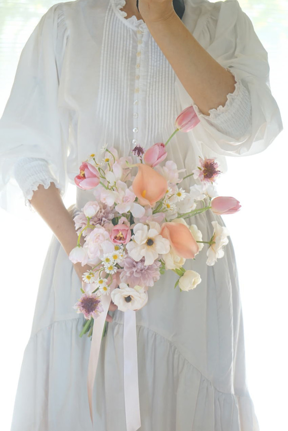 チューリップ　ウェディングブーケ　造花　アーティフィシャルフラワー　秋　前撮り チューリップブーケ | 造花ブーケ - doille doillette