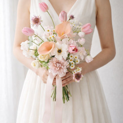 チューリップ ウェディングブーケ＆ブートニア【造花】 アーティ