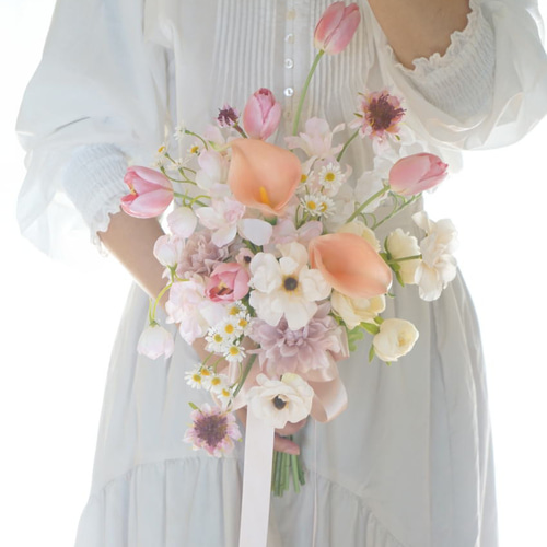 チューリップ ウェディングブーケ＆ブートニア【造花】 アーティ