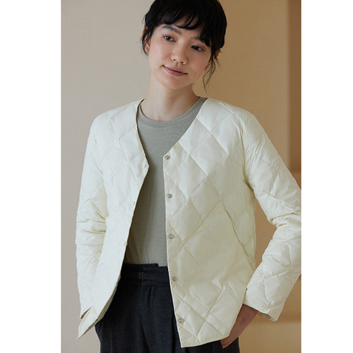ダウンジャケット・コート +DEINET+ LACE OVERFIT JACKET IN IVORY KDPCL4S54110200F 軽いダウンジャケット ショートダウンジャケット ホワイト S