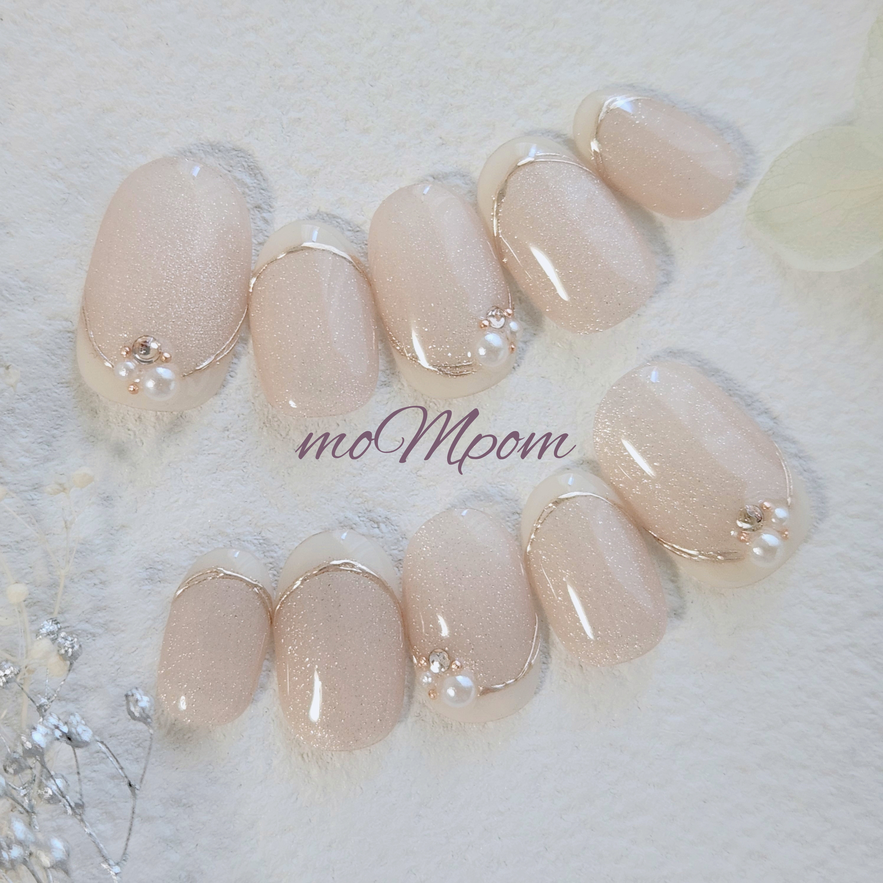 【選べるマグネット】ネイルチップ　結婚式　ウェディング　前撮り　お呼ばれ　上品　ピンク　マグネット　フレンチ　花嫁