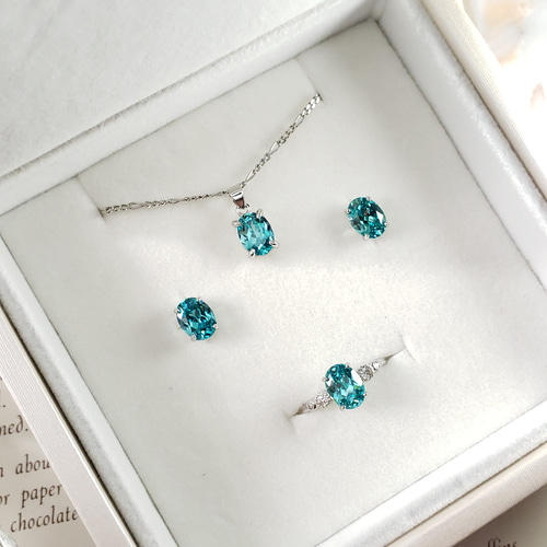 福袋セット 2色 パライバトルマリン 人工宝石 8x6mm 3点セット 天然