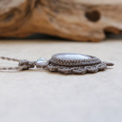 ブルーレースアゲートとレインボームーンストーン天然石マクラメネックレスmac403-エスニックアジアンエキゾチック 8枚目の画像