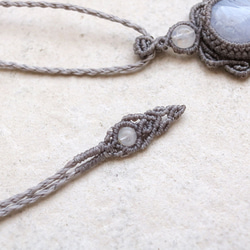 ブルーレースアゲートとレインボームーンストーン天然石マクラメネックレスmac403-エスニックアジアンエキゾチック 7枚目の画像