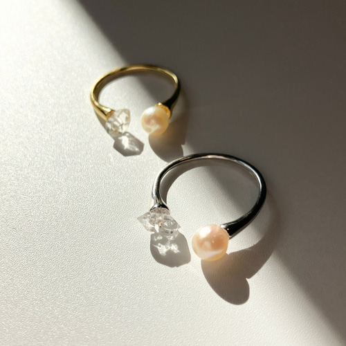 あこや真珠ロング⭐️彩凛ベビーパール❣️7連ピカピカ指輪『りんりん