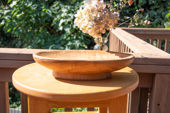 手作りクリの木 楕円形 盛り皿 台座付き ナチュラルデザイン お菓子