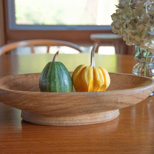 手作りクリの木 楕円形 盛り皿 台座付き ナチュラルデザイン お菓子