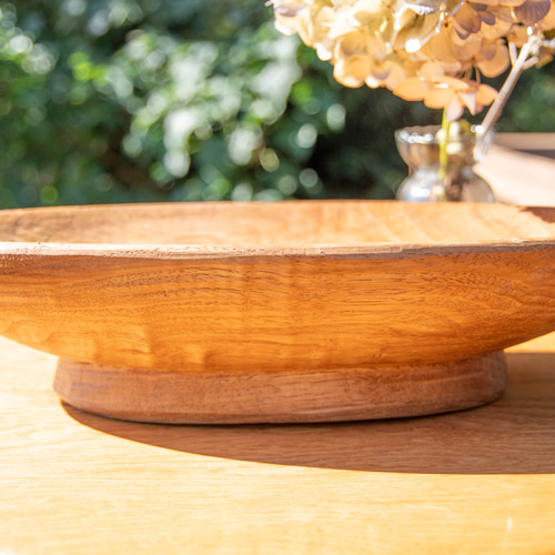 手作りクリの木 楕円形 盛り皿 台座付き ナチュラルデザイン お菓子