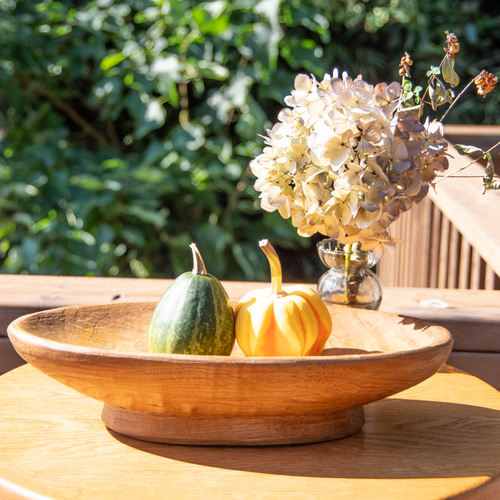 手作りクリの木 楕円形 盛り皿 台座付き ナチュラルデザイン お菓子