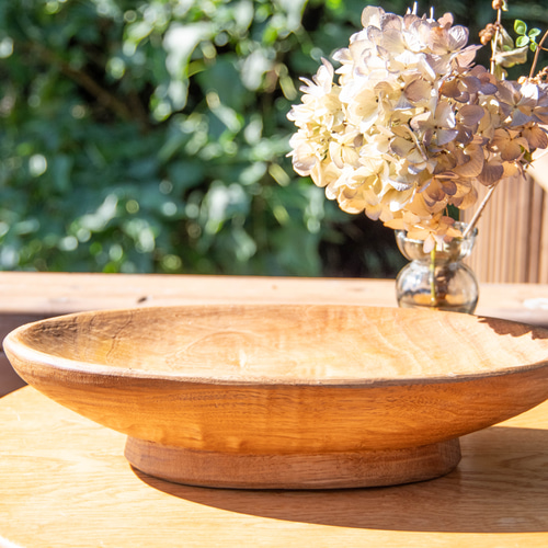 手作りクリの木 楕円形 盛り皿 台座付き ナチュラルデザイン お菓子