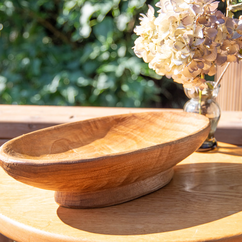 手作りクリの木 楕円形 盛り皿 台座付き ナチュラルデザイン お菓子