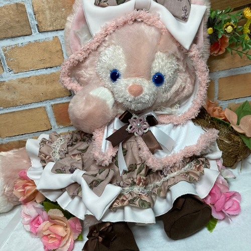 リーナベルSサイズ☆ベージュ花柄コスチューム☆ケープ6点セットの