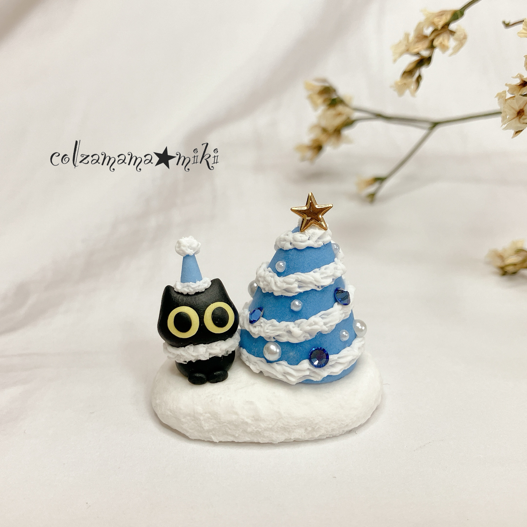 黒ねこのクリスマス♡ ミニチュア クリスマス飾り ミニチュア 置物