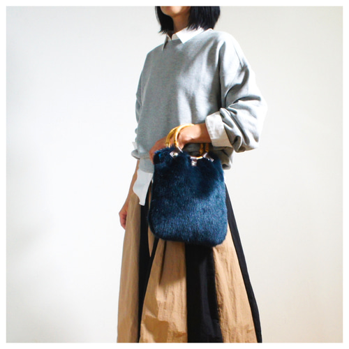 Creema限定 新春福袋2025”ミンクファーのバンブーハンドルバッグと