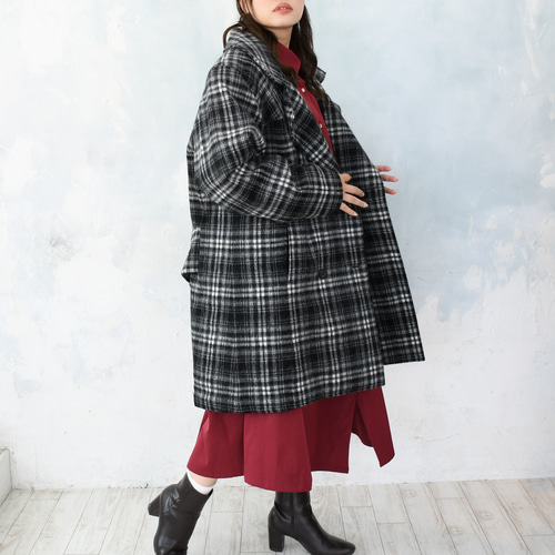 希少FREDPERRY × HAINSWORTH ピーコート　チェック柄　総柄 希少FRED PERRY×HAINSWORTH別注ピーコートチェック柄総柄