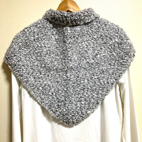 豪華 リアルファー 三角ショール サラモコヤーンのふんわり三角ショール ＊ ファーヤーンとエクールの2