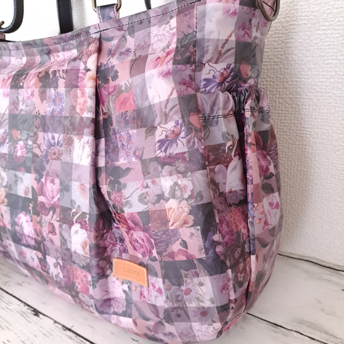 ハンドメイド リバティ アーカイブギンガム パープル 通勤バッグ A4